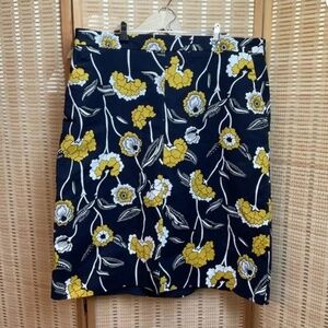 Boden Riviera Floral A-Line Skirt Navy White w/ Pockets
